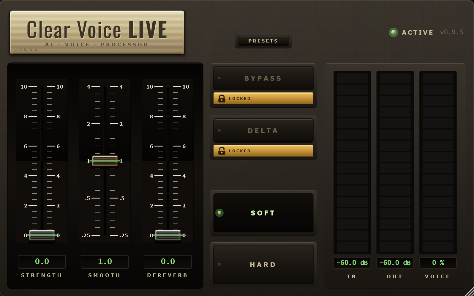 Clear Voice Live — plug-in GUI